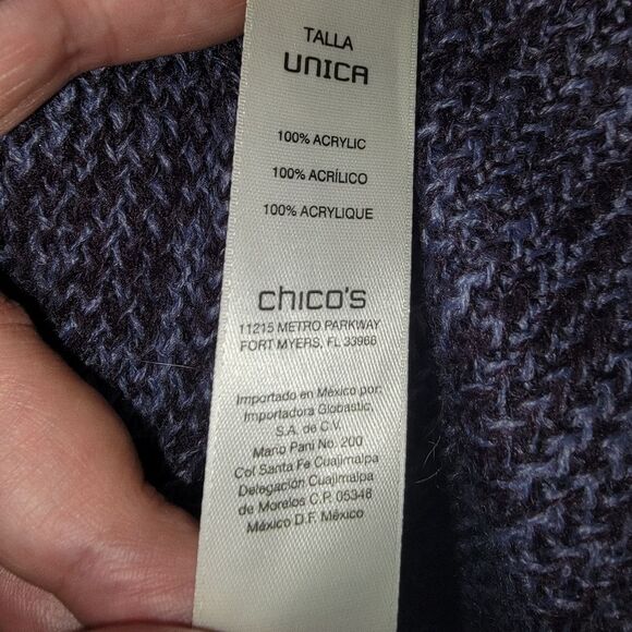 Chico's blue fringe sweater cape poncho o/s osfm - Picture 8 of 8